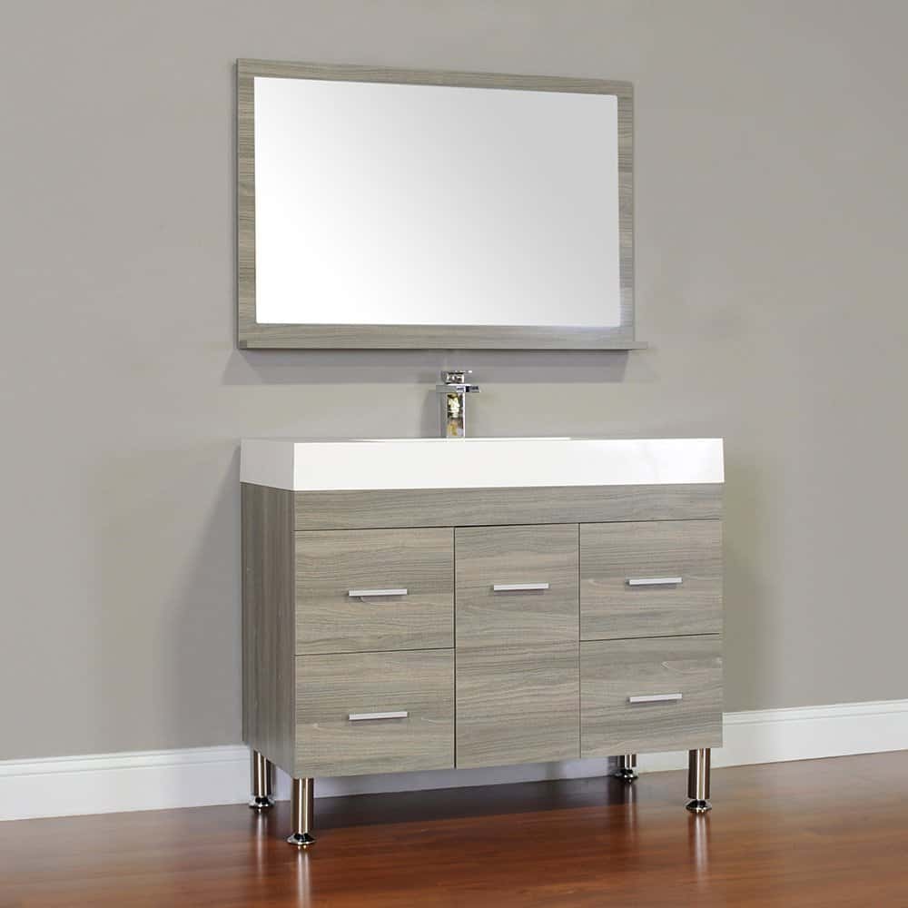 Alya浴室At-8041-G 39单浴室梳妆台与镜子在灰色