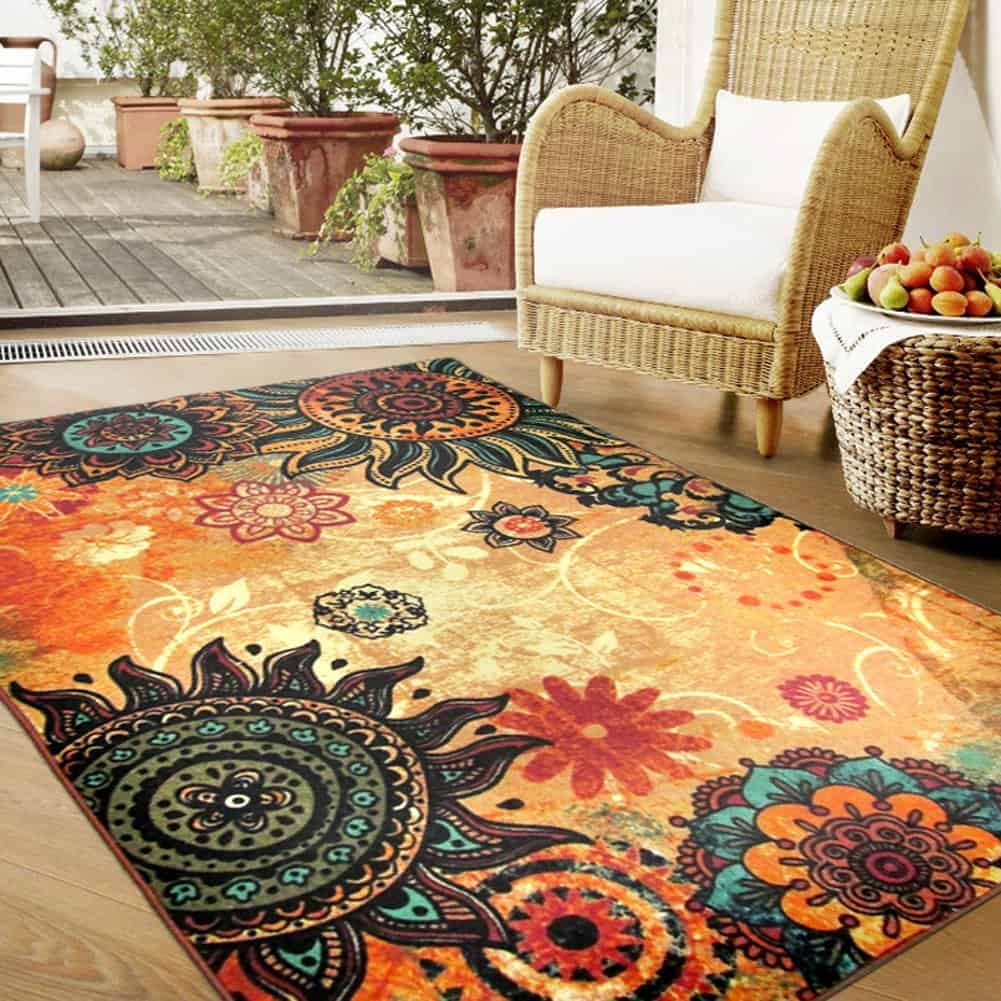 设计师波西米亚复古风格的客厅地板地毯