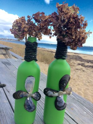 航海绿色花瓶对手绘爱尔兰绿色酒瓶花瓶